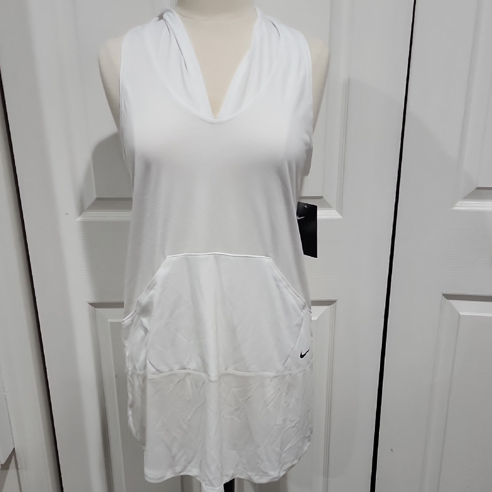 Nike White Swim Coverup V-Neck Sleeveless
